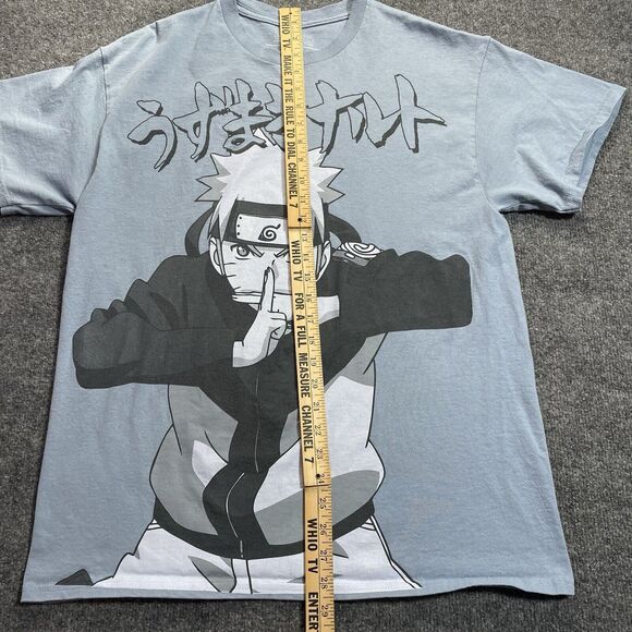 Naruto Shirt Mens Large Shippuden Oversized Naruto Kanji Men's Blue Fog 2002 - Picture 9 of 14